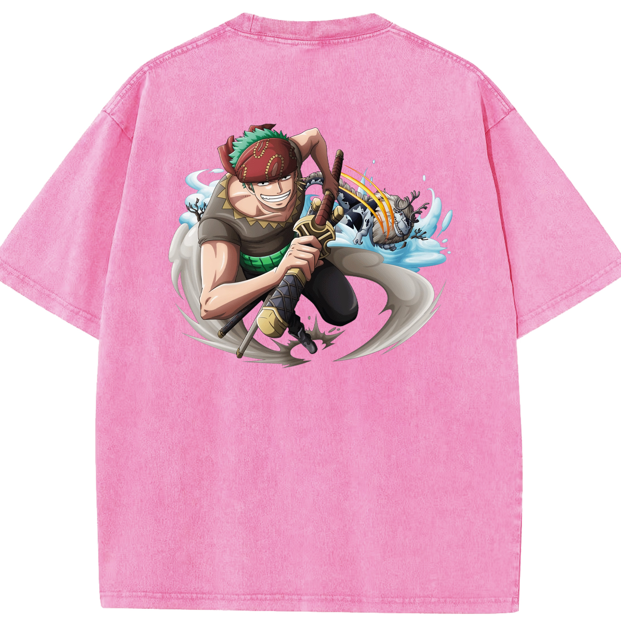 ワンピース ロロノア・ゾロ ONE PIECE Roronoa Zoro 綿100% ヴィンテージ風 半袖Tシャツ（背面プリント）